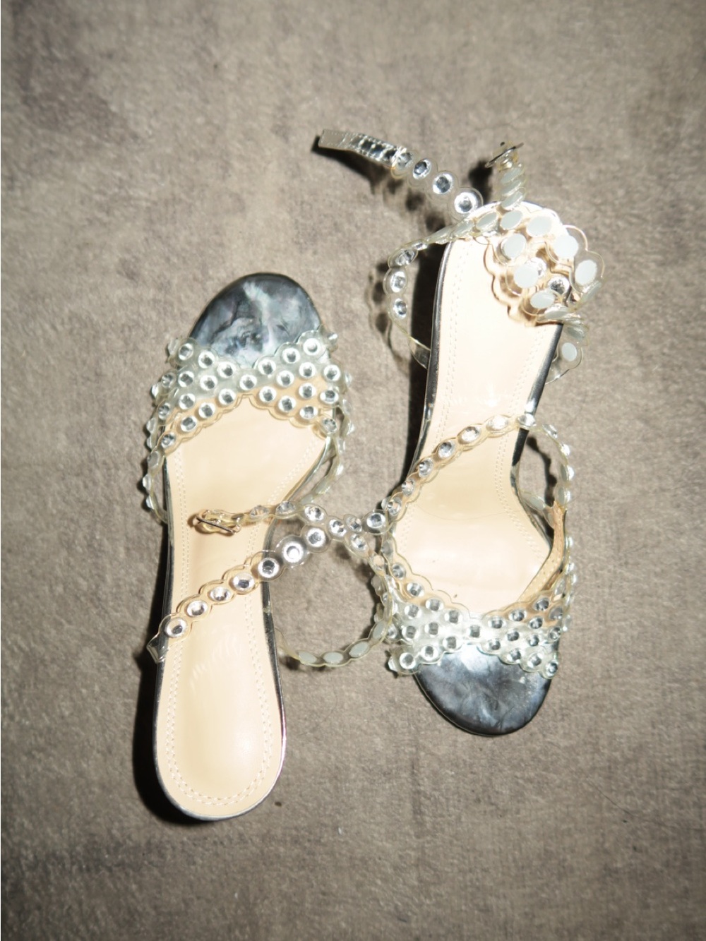 Crystal-Embellished Strappy Sandals - Clear